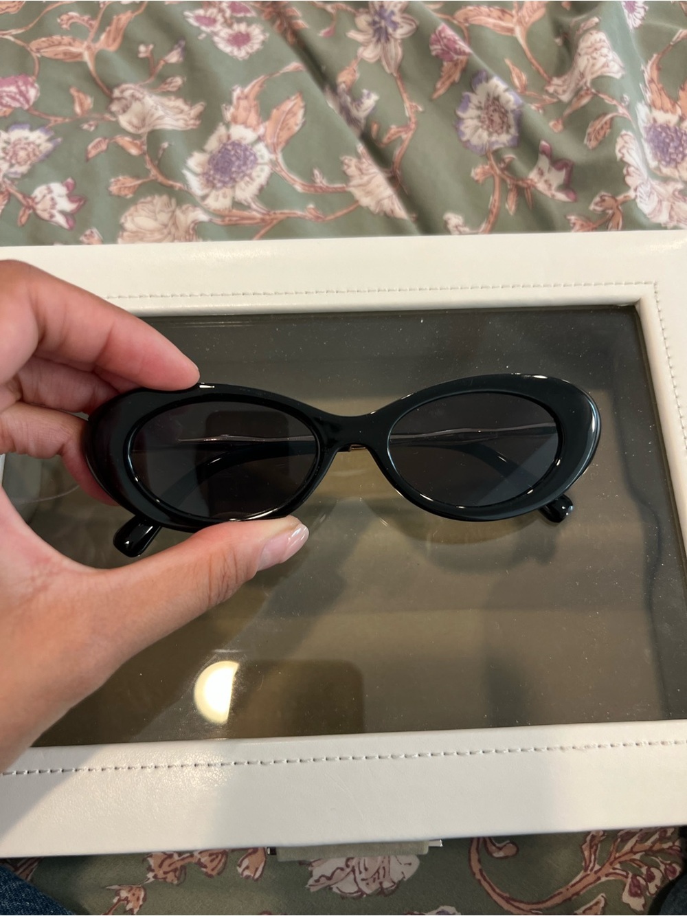 Free People Black Oval Cat-Eye Sunglasses